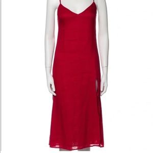 Reformation Red Linen Midi Dress. Size 2